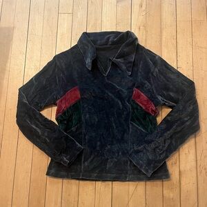 Vintage velour collared pullover